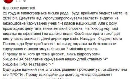 Чи будуть учні молодших класів Павлограда з обідами?