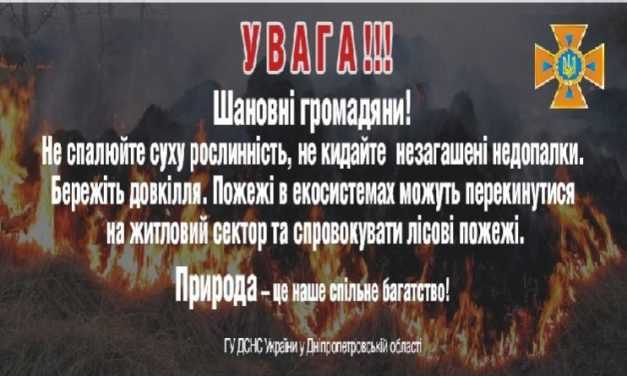 Шановні громадяни! Не спалюйте суху рослинність. Бережіть довкілля