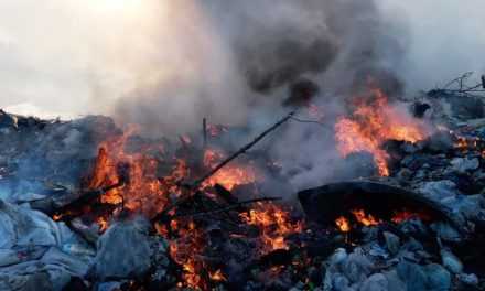 С 10 мая на территории полигона бытовых отходов продолжается пожар